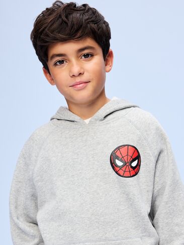 بلوفر بغطاء للرأس مقاس كبير للأولاد من Old Navy x Marvel Spider-Man - رمادي منقط in Saudi Arabia