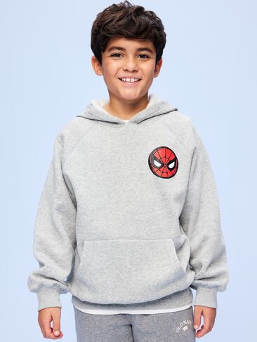 بلوفر بغطاء للرأس مقاس كبير للأولاد من Old Navy x Marvel Spider-Man - رمادي منقط in Saudi Arabia