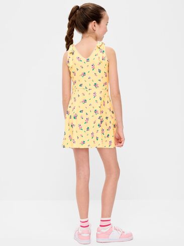 Old Navy PowerSoft Sleeveless Tie-Strap Athletic Dress for Girls - Yellow Floral in Saudi Arabia