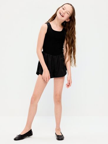 Old Navy PowerChill Sleeveless Ruffle-Trim Romper for Girls - Black Jack in Saudi Arabia