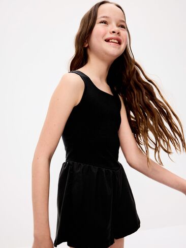 Old Navy PowerChill Sleeveless Ruffle-Trim Romper for Girls - Black Jack in Saudi Arabia
