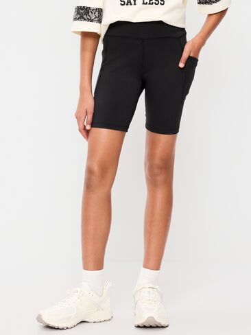 Old Navy شورت عالي الخصر لراكبي الدراجات النارية للفتيات من Old Navy - أسود فاتح منقط in Saudi Arabia