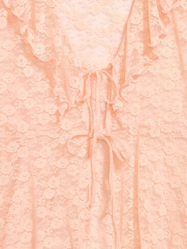 Old Navy Short-Sleeve Open-Front Lace Ruffle Top - Peach Gelato in Saudi Arabia