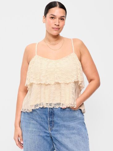 بلوزة كشكش من الدانتيل ذات طبقات بدون أكمام من Old Navy - كوكي متجمد in Saudi Arabia