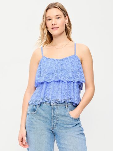 Old Navy Sleeveless Tiered Lace Ruffle Top - Flax Flower in Saudi Arabia