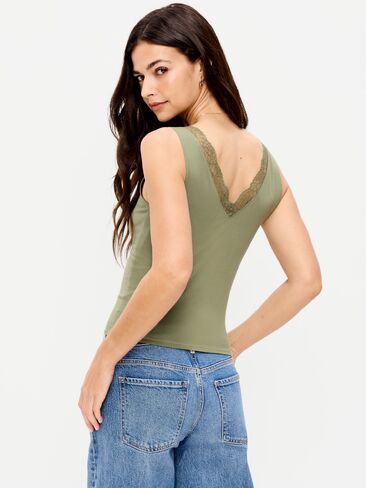 بلوزة Old Navy بدون أكمام برقبة على شكل حرف V وأطراف دانتيل - أرض عارية in Kuwait