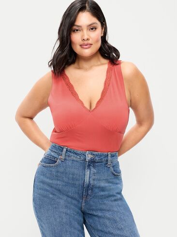 بلوزة Old Navy بدون أكمام برقبة على شكل حرف V وأطراف دانتيل - Cactus Bloom in Kuwait