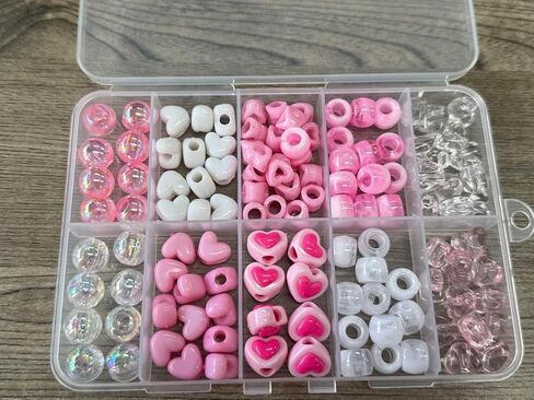 NAISKA 108PCS Heart Hair Beads Pink Braids Beads 11 Styles Hair Bead Set Red Round Pony Bead Loc Valentine's Day Braids Accessories in Saudi Arabia