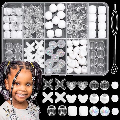 NAISKA 108PCS Heart Hair Beads Pink Braids Beads 11 Styles Hair Bead Set Red Round Pony Bead Loc Valentine's Day Braids Accessories in Saudi Arabia