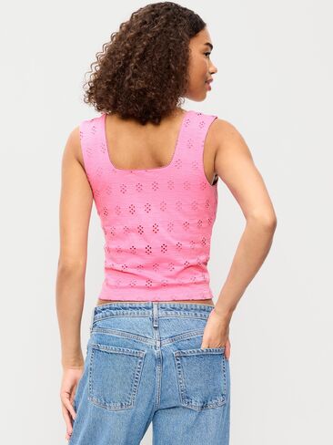 Old Navy Seamed-Bodice Eyelet Tank Top - HYDRANGEA PINK in Saudi Arabia