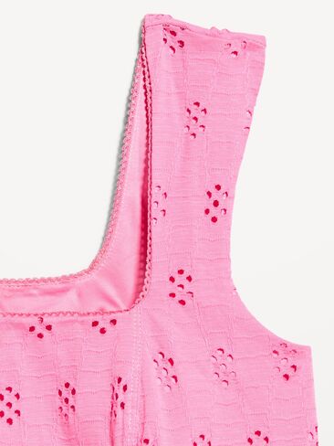 Old Navy Seamed-Bodice Eyelet Tank Top - HYDRANGEA PINK in Saudi Arabia