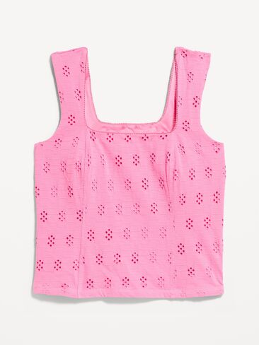 Old Navy Seamed-Bodice Eyelet Tank Top - HYDRANGEA PINK in Saudi Arabia