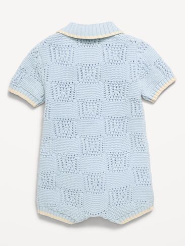Old Navy Short-Sleeve Sweater-Knit One-Piece Romper for Baby - WINDOW BOX CROCHET in Saudi Arabia