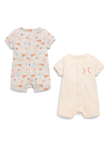 Old Navy Short-Sleeve Ribbed Pocket One-Piece Romper 2-Pack for Baby - Baseball in Saudi Arabia