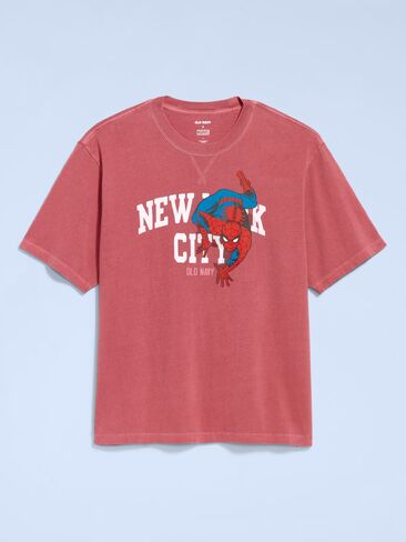 تي شيرت برسوم ثقيل الوزن للرجال من Old Navy Old Navy x Marvel Spider-Man Boxy - مانزانيتا in Saudi Arabia