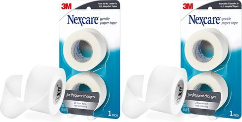 Nexcare Gentle Paper Tape, Medical Paper Tape, Secures Dressings and Lifts Away Gently, 1 in x 10 Yards, 2-Pack (4 Rolls) in Kuwait