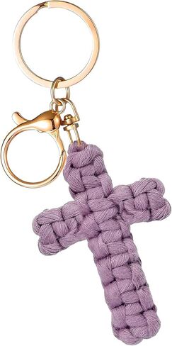 Knit Cross keychain Christian Gifts for Women Men Religious Gifts Bohe Backpack Charms Christian Keychain in Saudi Arabia