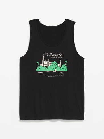 Old Navy Relaxed Graphic Tank - Light Black Heather in Saudi Arabia