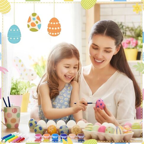 بيض عيد الفصح الخشبي، 16 قطعة من البيض الخشبي الأبيض للحرف اليدوية، طقم تزيين البيض المزيف مع الدهانات والفرش، طقم تزيين البيض لديكور عيد الفصح، الحرف اليدوية، حشوات السلال، ديكور المنزل in Saudi Arabia