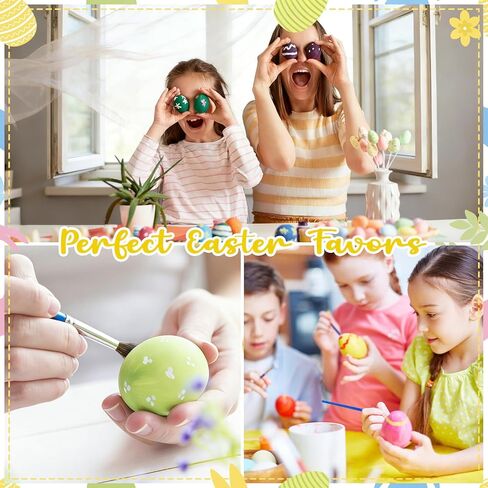 بيض عيد الفصح الخشبي، 16 قطعة من البيض الخشبي الأبيض للحرف اليدوية، طقم تزيين البيض المزيف مع الدهانات والفرش، طقم تزيين البيض لديكور عيد الفصح، الحرف اليدوية، حشوات السلال، ديكور المنزل in Saudi Arabia