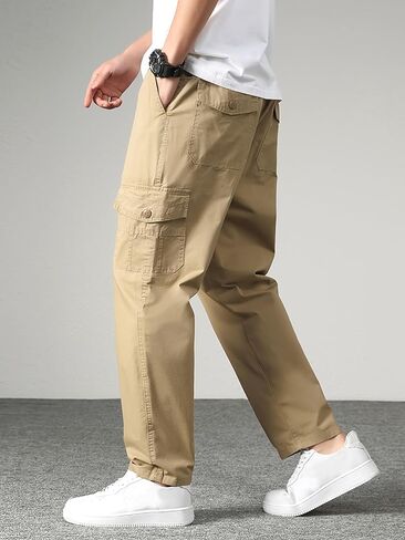 Men's Cargo Pants, Trendy Straight-Leg Cargo Pants with Multiple Pockets, New Casual Style, Suitable for All Seasons. in Saudi Arabia