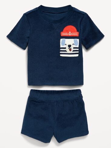 طقم قميص وسروال قصير بأكمام قصيرة وجيب تيري من Old Navy للأطفال - ليلة غامضة in Kuwait