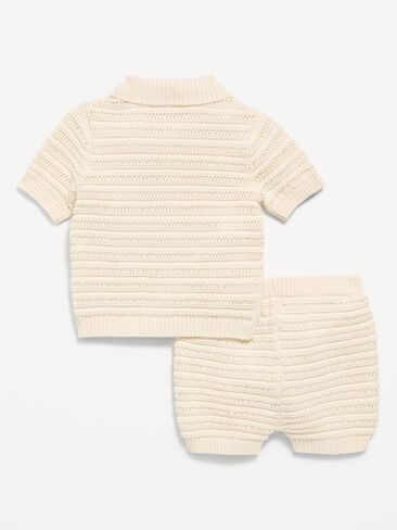 Old Navy Crochet Sweater-Knit Shirt and Shorts Set for Baby - Creme De La Creme in Saudi Arabia
