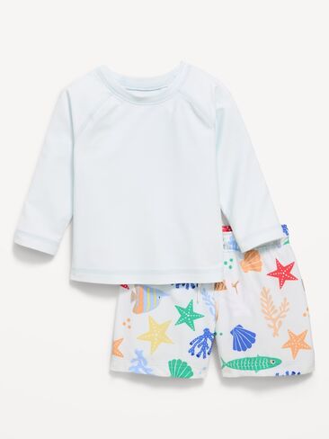 Old Navy Long-Sleeve Rashguard Swim Top and Trunks Set for Baby - Sea Life in Saudi Arabia