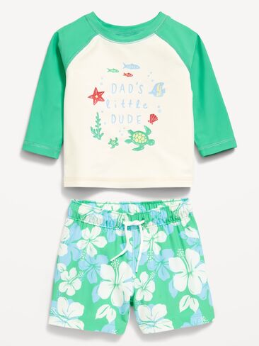 Old Navy Long-Sleeve Rashguard Swim Top and Trunks Set for Baby - OLX B F RG TRU:BLUEHIB in Saudi Arabia