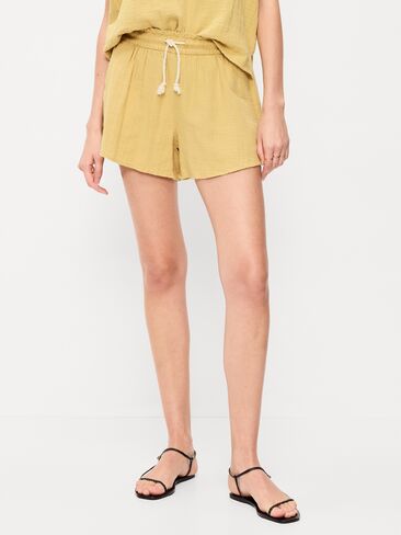 Old Navy High-Waisted Crinkle Gauze Shorts - SANDSTORM in Saudi Arabia