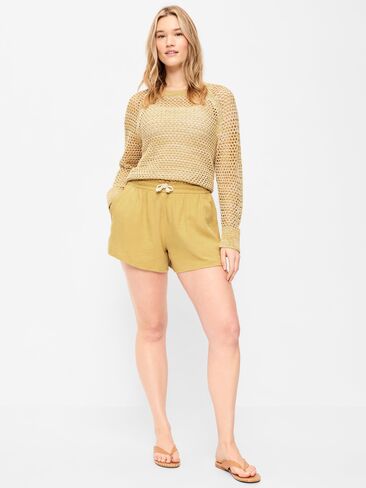 Old Navy High-Waisted Crinkle Gauze Shorts - SANDSTORM in Saudi Arabia