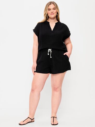 Old Navy High-Waisted Crinkle Gauze Shorts - Black Jack in Saudi Arabia