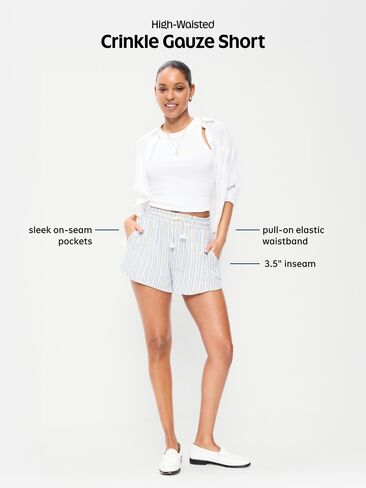 Old Navy High-Waisted Crinkle Gauze Shorts - Black Jack in Saudi Arabia