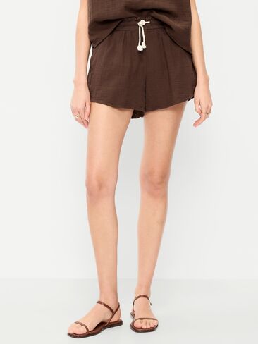 Old Navy High-Waisted Crinkle Gauze Shorts - Peppercorn in Saudi Arabia