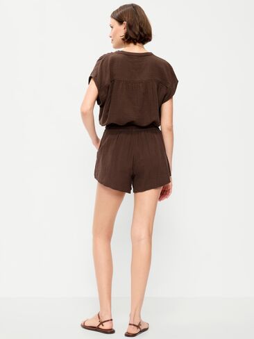 Old Navy High-Waisted Crinkle Gauze Shorts - Peppercorn in Saudi Arabia