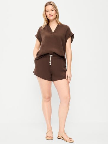 Old Navy High-Waisted Crinkle Gauze Shorts - Peppercorn in Saudi Arabia