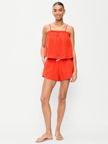 Old Navy High-Waisted Crinkle Gauze Shorts - Ornament Orange in Saudi Arabia