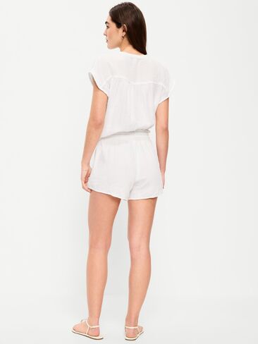 Old Navy High-Waisted Crinkle Gauze Shorts - White Lilies in Saudi Arabia