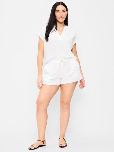 Old Navy High-Waisted Crinkle Gauze Shorts - White Lilies in Saudi Arabia