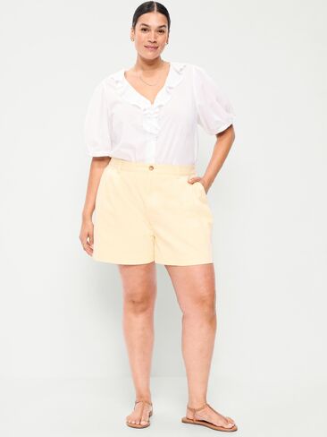 شورت OGC Chino عالي الخصر من Old Navy -- درزة داخلية 6 بوصة - لون اللوز البارد in Saudi Arabia