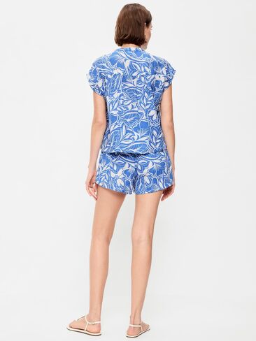 Old Navy High-Waisted Crinkle Gauze Shorts - Blue Floral in Saudi Arabia