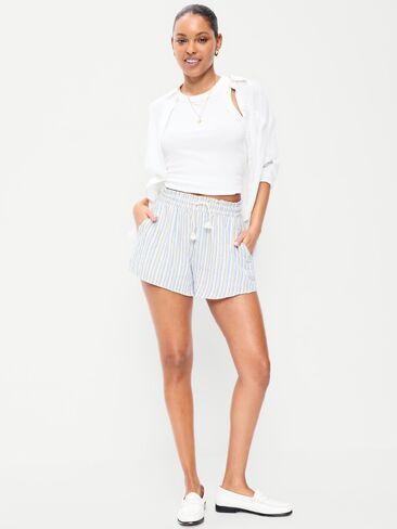 Old Navy شورت شاش مجعد عالي الخصر - خطوط متعددة رائعة in Saudi Arabia