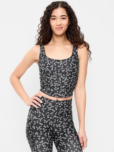 Old Navy Light Support PowerSoft Tank Top - Black Floral in Saudi Arabia