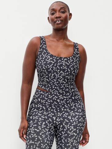 Old Navy Light Support PowerSoft Tank Top - Black Floral in Saudi Arabia