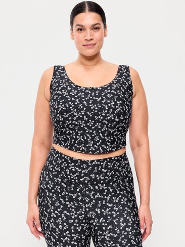 Old Navy Light Support PowerSoft Tank Top - Black Floral in Saudi Arabia