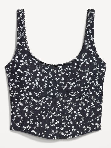 Old Navy Light Support PowerSoft Tank Top - Black Floral in Saudi Arabia