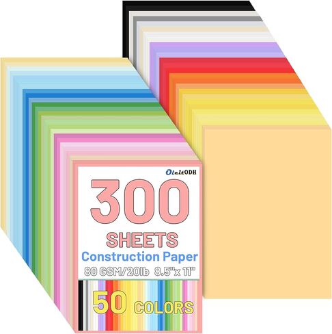 50 Colors Construction Paper 150 PCS, 9x12 in Bulk Colored Paper for Crafts - 80GSM Thick Cardstock for Printing, Layering, Embossing - DIY Art Supplies for Cards, Invitations, School Projects in Saudi Arabia