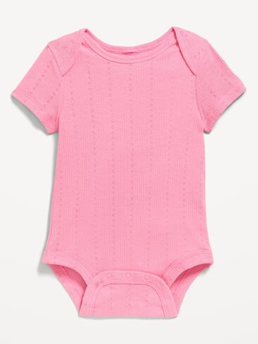 Old Navy Short-Sleeve Pointelle-Knit Bodysuit for Baby - Sparkle Berry in Saudi Arabia