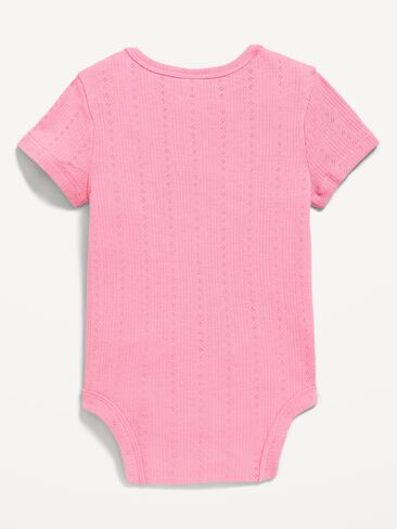 Old Navy Short-Sleeve Pointelle-Knit Bodysuit for Baby - Sparkle Berry in Saudi Arabia
