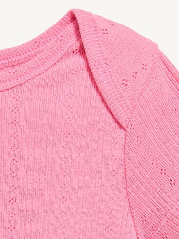 Old Navy Short-Sleeve Pointelle-Knit Bodysuit for Baby - Sparkle Berry in Saudi Arabia